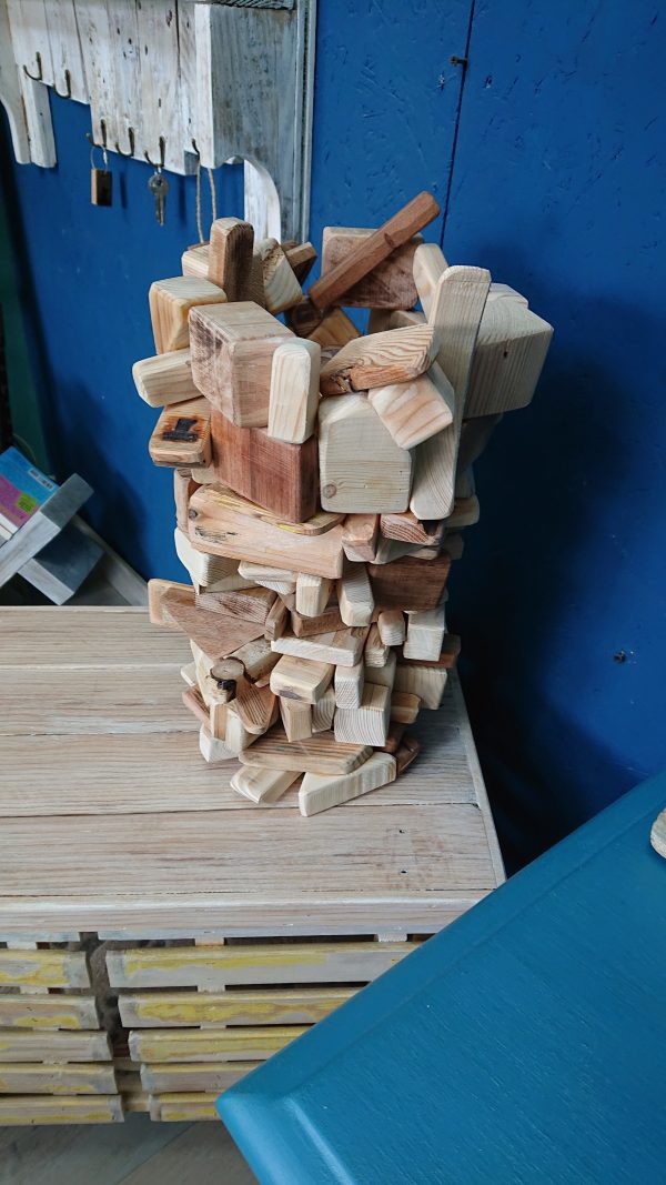 Unique, stacked, multi-wood table lamp - Image 15