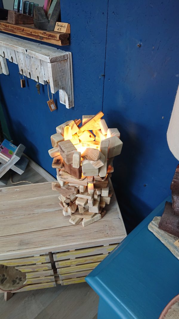 Unique, stacked, multi-wood table lamp - Image 14