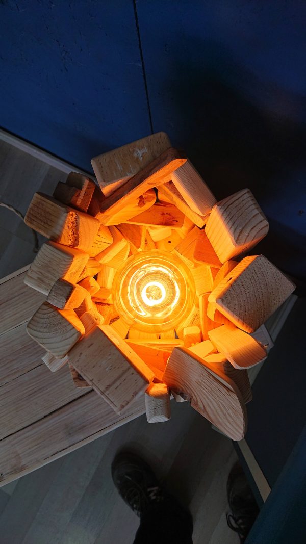 Unique, stacked, multi-wood table lamp - Image 8
