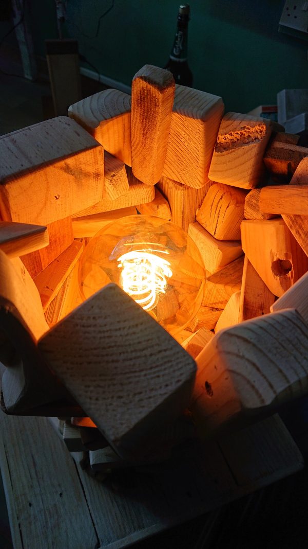 Unique, stacked, multi-wood table lamp - Image 2