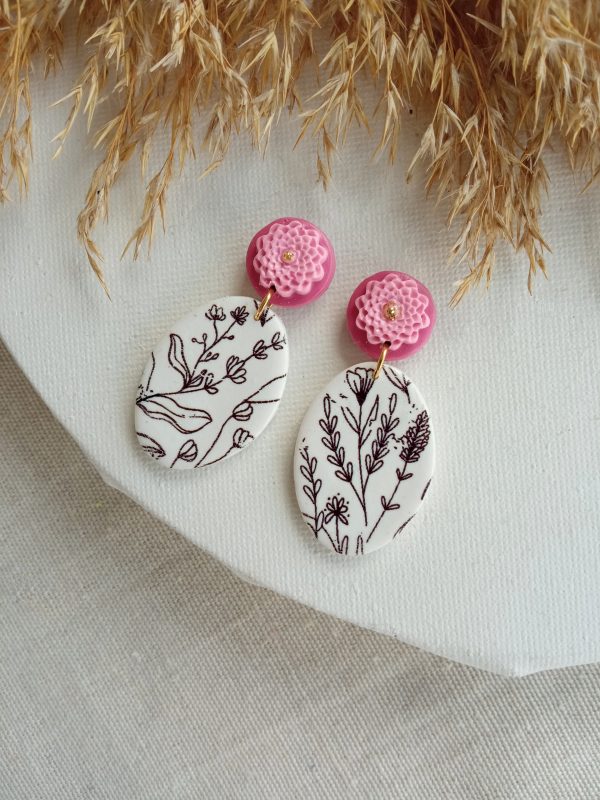 Floral polymer clay earrings