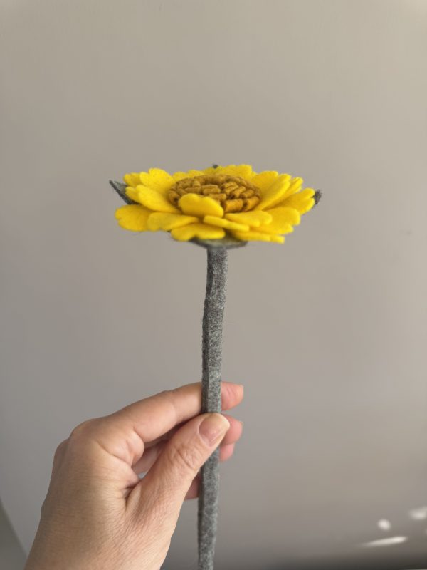 Handmade Felt Yellow Daisy