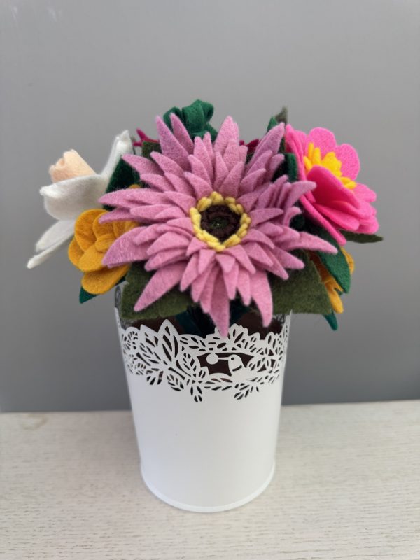 Romantic Felt Flower Pot