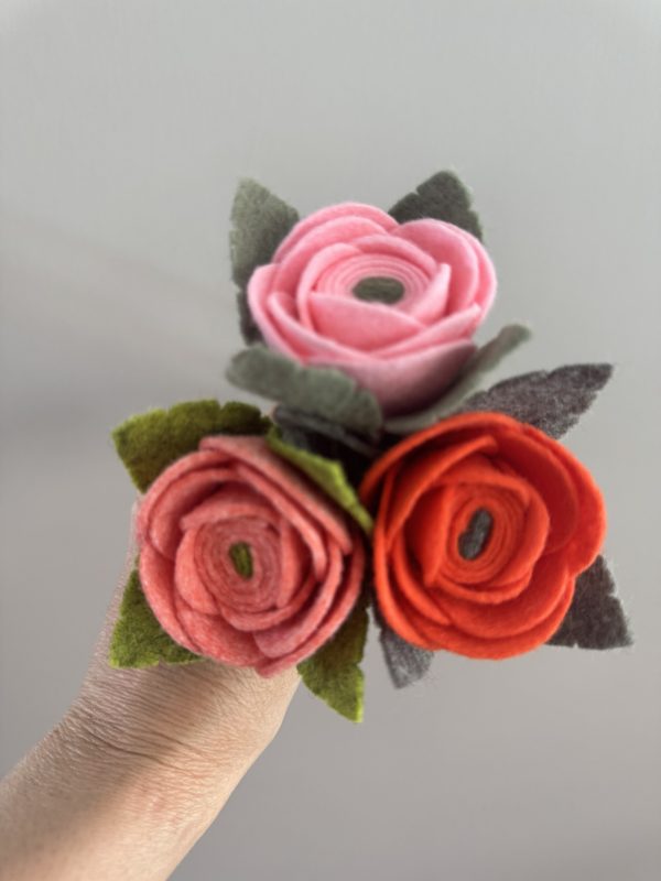 Handmade Felt Rose - 3 colours available