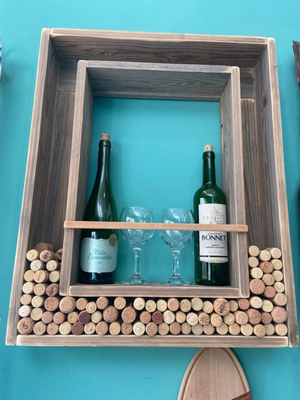 Stunning wine bottle and cork display frame wall art